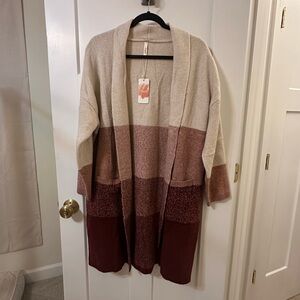 Brand new with tags  Women's Colorblock Cardigan in Cream, Pink, and burgundy